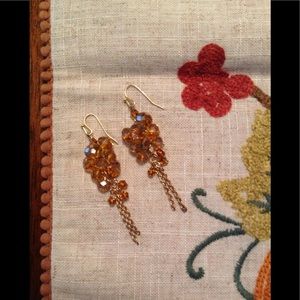 Gold-Tone Glass Bead Earrings on Earwires  NWOT